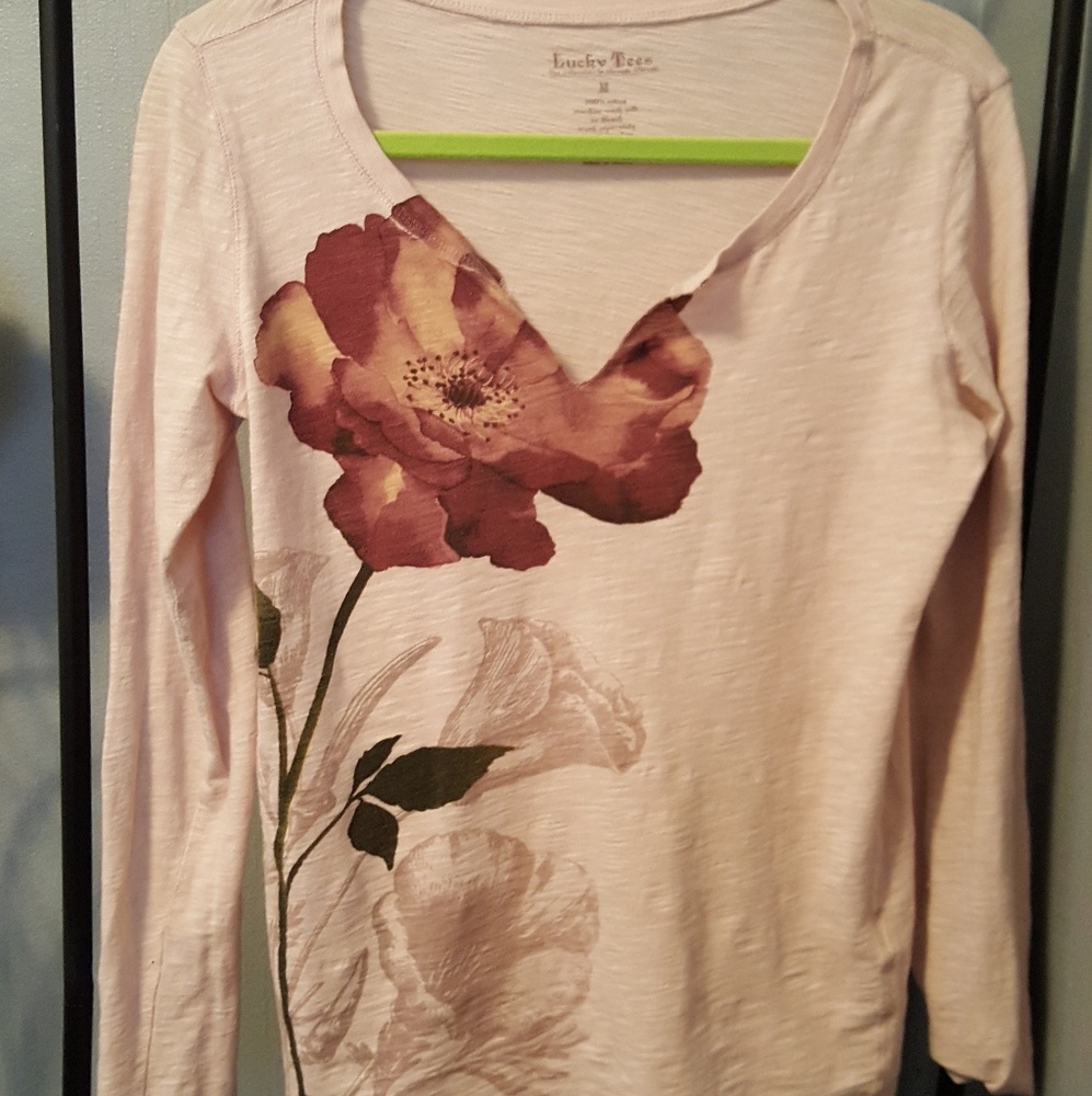 Lucky brand blush pink floral long sleeve t-shirt